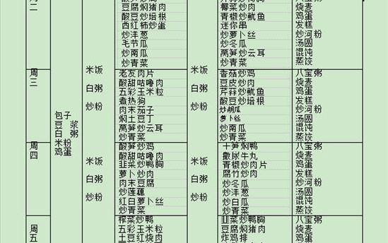 校园食谱：2022年12月26日—12月31日