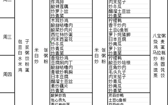 校园食谱：2023年9月18日-9月23日